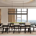 Modern Restaurant Interior With Dining Table Chairs Large Windows And Natural Light