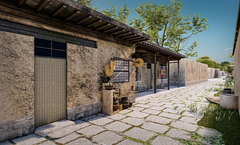 Chinese Style Folk House Rural Folk House Rural Earth House Rural Folk House Rammed Earth House 3d model