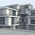 Modern Geometric Stacked White Multi Story Office Building Architectural Design 3d model