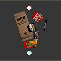 Assorted Food Snacks Including Chocolate Bars Potato Chips and Soda Cans in Colorful Packaging
