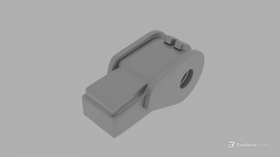 Gray Plastic Buckle 3D Model With Snap Fastener And Circular Hole Design 3d model