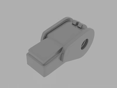 Gray Plastic Buckle 3D Model With Snap Fastener And Circular Hole Design 3d model