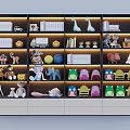 Modern Multi Shelf Bookcase With Books Toys Decorations And Built In Lighting