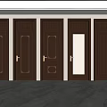 Dark Brown Solid Wood Hinged Doors With Decorative Panels And Glass Insert Design 3d model