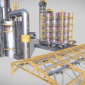 Industrial Equipment With Storage Tanks Steel Frames And Pipes