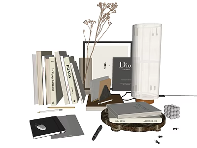 Modern Ornaments Combination Jewelry Ornaments Book Table Lamp Vase 3d model