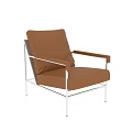 Modern Orange Leather Accent Chair With Metal Frame And Comfortable Armrests For Living Room Decor