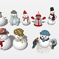 Game and Movie Snowman Characters Featuring Various Hats Scarves and Costumes