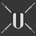 Modern Drone With Four Propellers White Blue Body On Black Reflective Surface Design