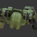 Sci Fi Green Armored Warrior In Full Armor Suit With Helmet Holding Weapon 3d model
