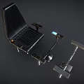 Modern Leisure Chair with Carbon Fiber Structure Adjustable Armrests and Side Trays