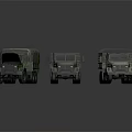 Military Truck Models In Green And White With Cargo Beds And Canvas Covers