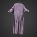 Women's Plaid Purple White Collared Dress with Three Quarter Sleeves and Loose Fit