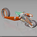 Futuristic Red And Green Concept Vehicle With Large Wheels Metallic Parts And Surface Reflection