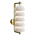 Modern Wall Light With Layered White Shades And Brass Mounting Design