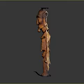 Traditional Wooden Carving Of Human Figure With Detailed Facial Features And Body Structure