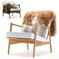 Cozy Sofa Coffee Table Set With Wooden Frame Gray Cushion Fur Blanket And Pillows