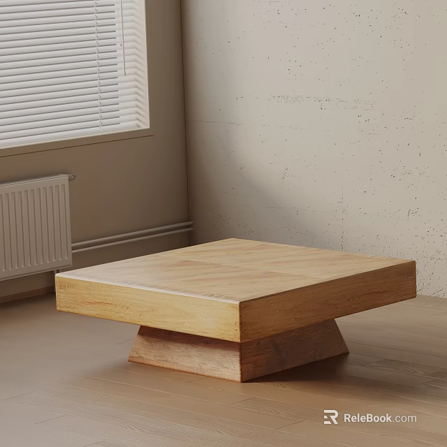 Modern Light Wood Sofa and Coffee Table Set With Square Two Tier Base 3d model