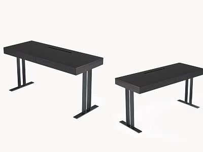 Modern Black Desk With Metal Legs And Simple Design For Home Office Use 3d model