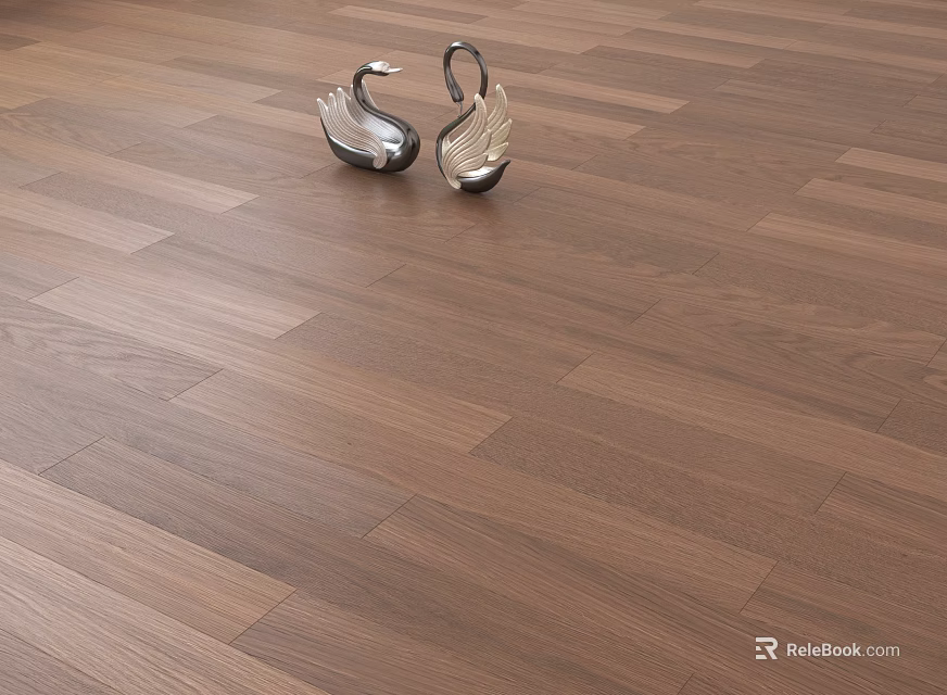 Brown Wooden Flooring With Natural Texture And Decorative Swan Ornaments 3d model 