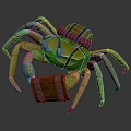 Adventurous Crab Character With Backpack And Wooden Chest Adventure Gear