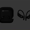 Black Wireless Earbuds With Charging Case And Ergonomic Ear Hooks Design 3d model