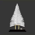 White Chair Shaped Sculpture With Feather Backrest Dark Base And Golden Legs