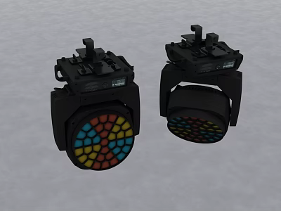Two Black Decorative Stage Lights With Colorful Grid Panels And RGB Lighting 3d model
