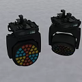 Two Black Decorative Stage Lights With Colorful Grid Panels And RGB Lighting