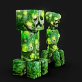Green Mossy Stone Creatures With Glowing Yellow Eyes And Block Humanoid Forms 3d model