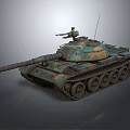 Armored Military Tank With Camouflage Paint Main Gun Barrel And Tracks