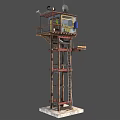 Elevated Metal Shack With Corrugated Roof Satellite Dish Speakers And Balcony