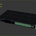 Black Network Switch With Multiple Ports And Metal Brackets On Sleek Surface