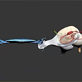 Blue Spiral Decorative Structure With Shell Base Branch Arms And Crystals