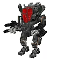 Advanced Combat Weapon Robot With Red Core And Detailed Mechanical Structure