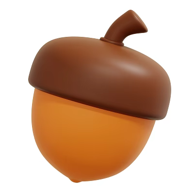 Acorn Shaped Food Storage Container With Brown Lid And Orange Base For Kitchen Snacks 3d model
