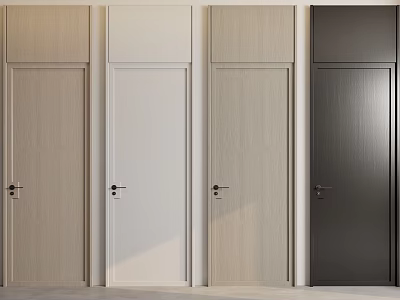 Modern Flush Doors In Various Colors Light Wood White And Dark Gray Design 3d model