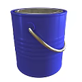 Household Blue Plastic Bucket With Metal Handle And Silver Lid Design