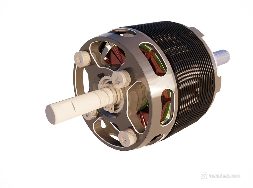 High Efficiency Industrial Electric Motor With Rotor Coils And Metal Shaft Structure 3d model 