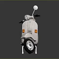Vintage White Scooter with Black Seat and Helmet on Gray Background