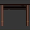 Orange Long Bench With Wooden Slats And Metal Frame Structure Design