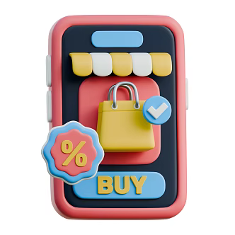 Modern Mobile Phone Smart Phone Shopping Bag Cartoon Mobile Phone 3d model