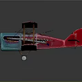 Vintage Space Aviation Biplane Model With Blue Pink Gradient Red Tail And Brown Propeller