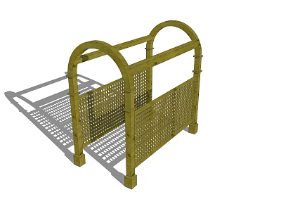 Decorative Architectural Component With Arched Top Grid Panels And Support Legs 3d model