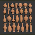 Artistic Orange Vase Sculptures Featuring Various Shapes In Creative Display Arrangement