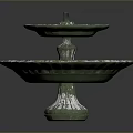 Two Tier Decorative Fountain With Green And White Weathered Ceramic Base