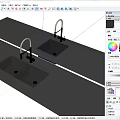 Modern Kitchen Faucet With Stainless Steel Sink And Red Handle On Countertop