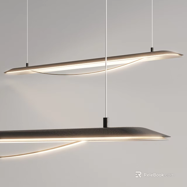 Sleek Modern Pendant Lights With Long Curved Design And LED Warm Illumination 3d model 