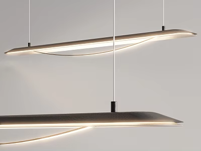 Sleek Modern Pendant Lights With Long Curved Design And LED Warm Illumination 3d model