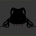 Black Rhinoceros Beetle With Large Curved Horns And Red Legs On Dark Background